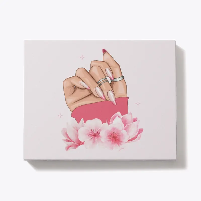 Flowers pink nails 